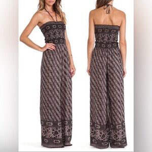 Free People Black and Tan Halter or Strapless Tube Top Jumpsuit